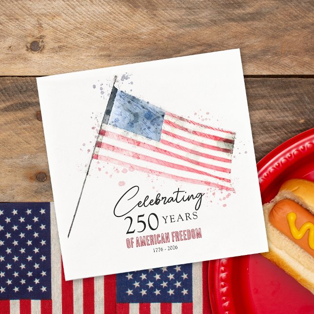 American Flag 250 Years Freedom 4th of July Party Pappersservett (Skapare uppladdad)