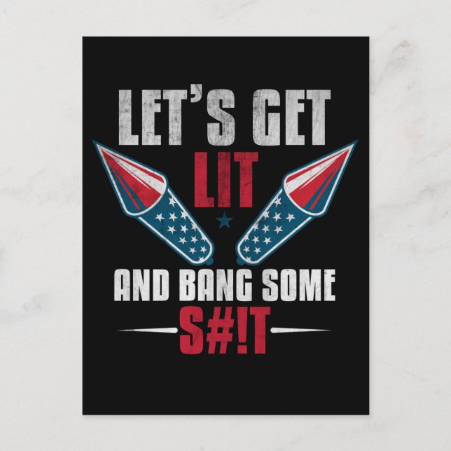 American Flag 4th of July Fireworks Celebration Vykort (Framsida)