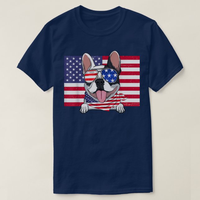 American Flag 4th of July French Bulldog Dad Mom D T Shirt (Design framsida)