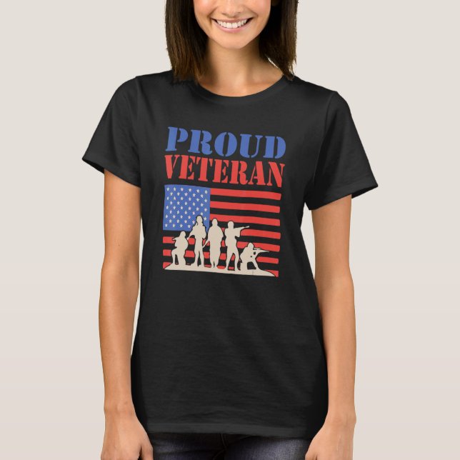 American Flag 4th Of July Proud Veteran Veteran's  T Shirt (Framsida)