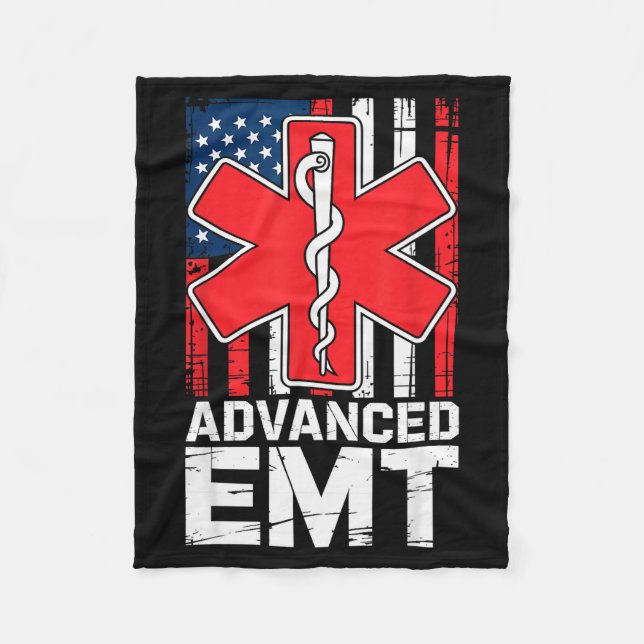 American Flag Advanced Emt Aemt Medical Technician Fleecefilt (Framsidan)