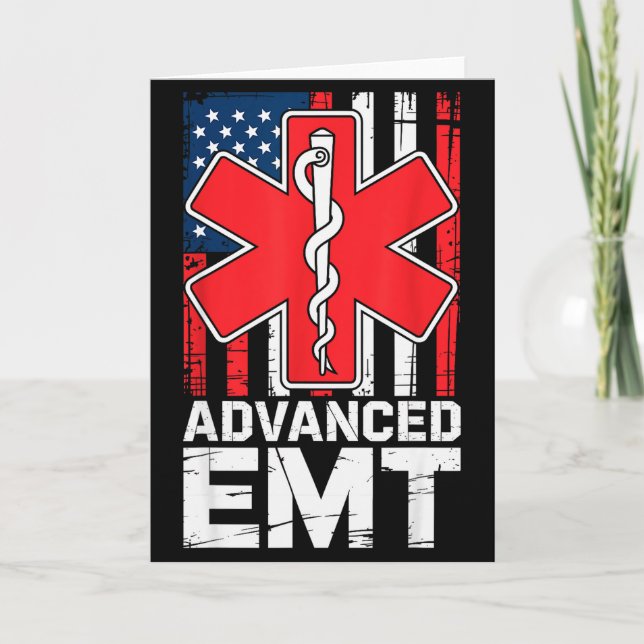 American Flag Advanced Emt Aemt Medical Technician Kort (Framsida)