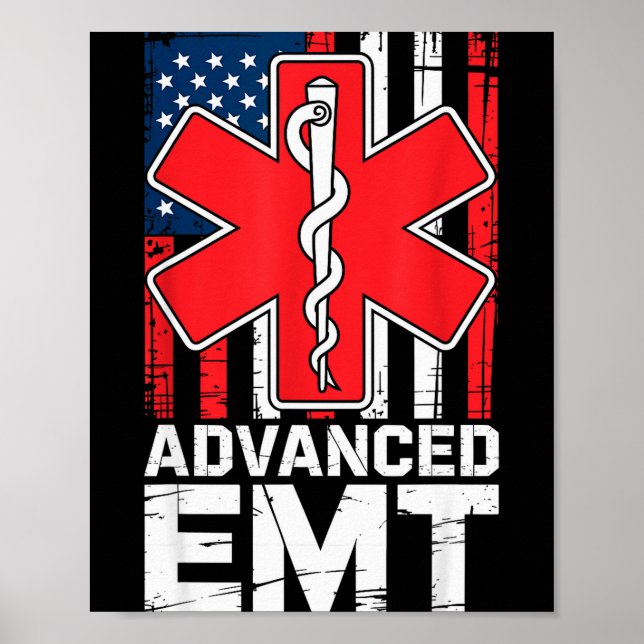 American Flag Advanced Emt Aemt Medical Technician Poster (Framsidan)