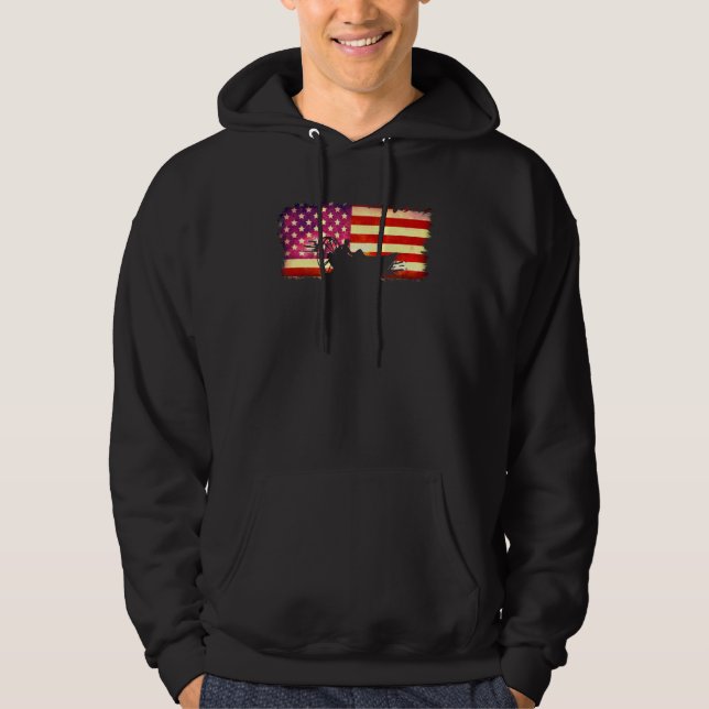 American Flag Airboat Captain Racing Tour America  Hoodie (Framsida)