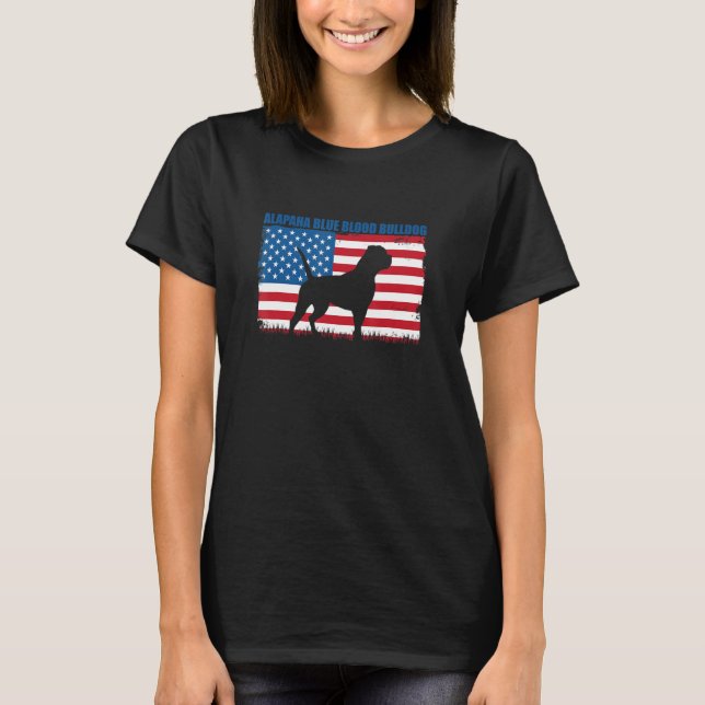 American Flag Alapaha Blue Blood Bulldog T Shirt (Framsida)