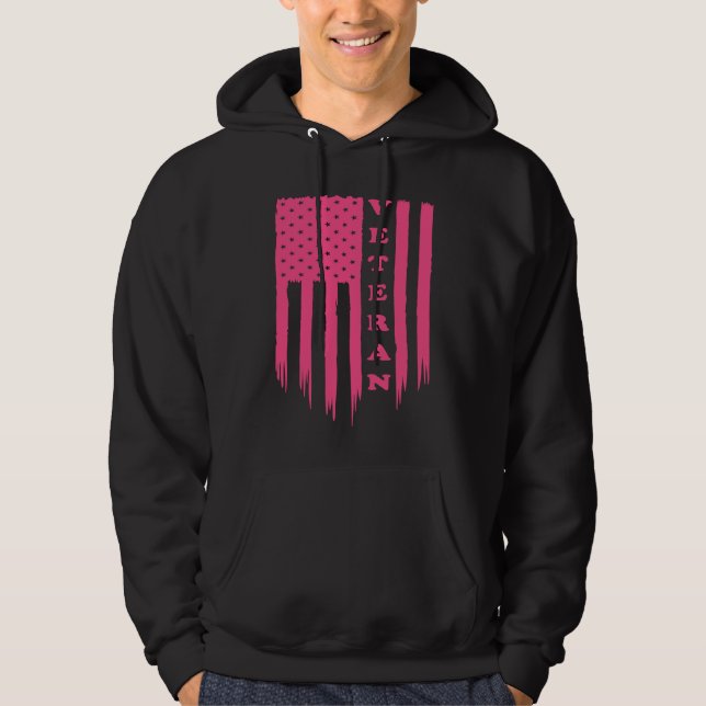 American Flag Armed Forces Veteran Patriot Grunge  Hoodie (Framsida)