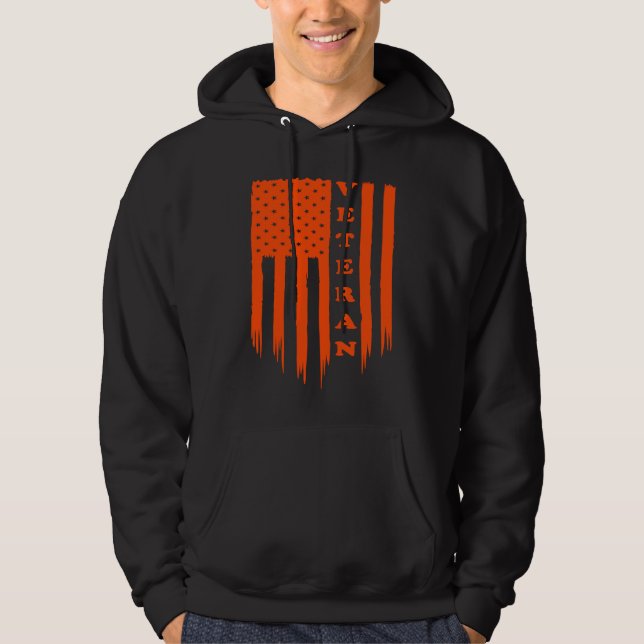 American Flag Armed Forces Veteran Patriot Grunge  Hoodie (Framsida)