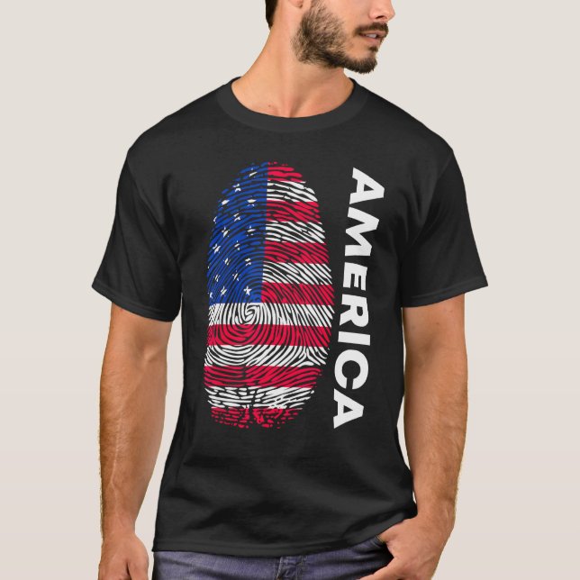 American flag as fingerprint motif t shirt (Framsida)