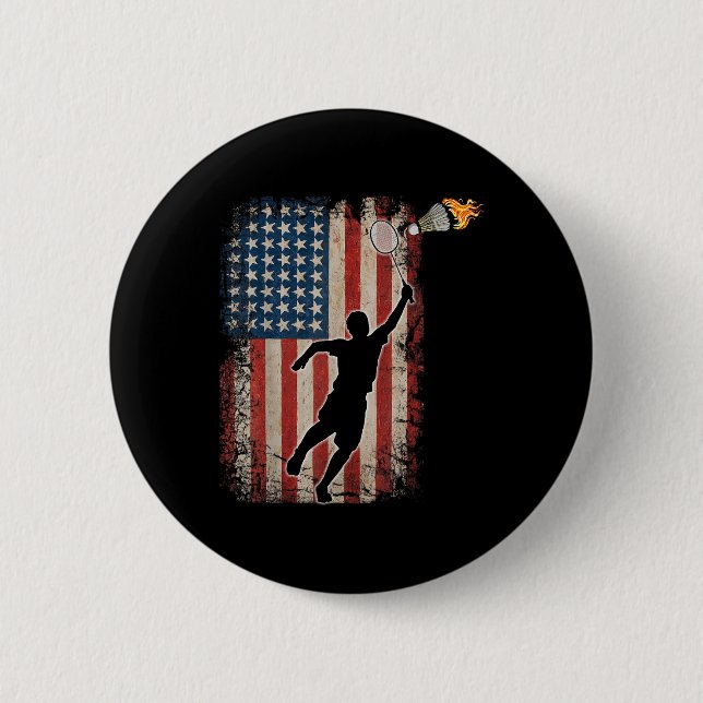 American Flag Badminton Shuttle Art Sports  Knapp (Framsida)