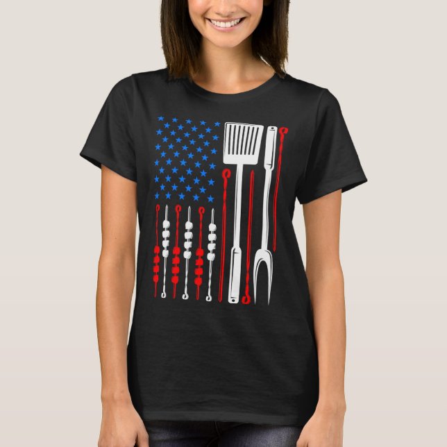 American Flag Barbecue Son Dad Husband Fathers Day T Shirt (Framsida)