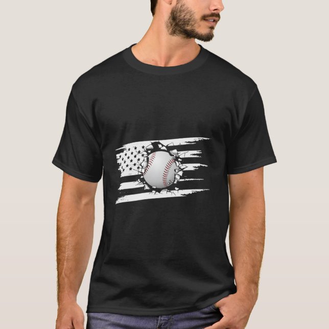 American Flag Baseball Baseball T Shirt (Framsida)