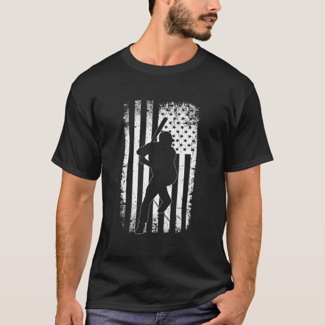 American Flag Baseball Baseball T Shirt (Framsida)