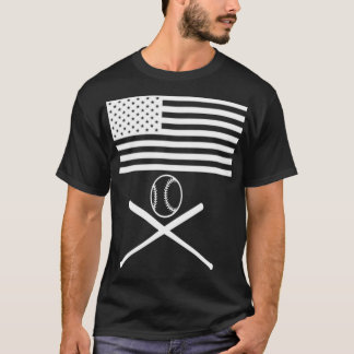 American Flag Baseball Flag white design T Shirt
