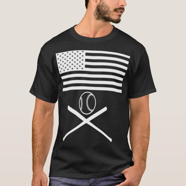 American Flag Baseball Flag white design  T Shirt (Framsida)
