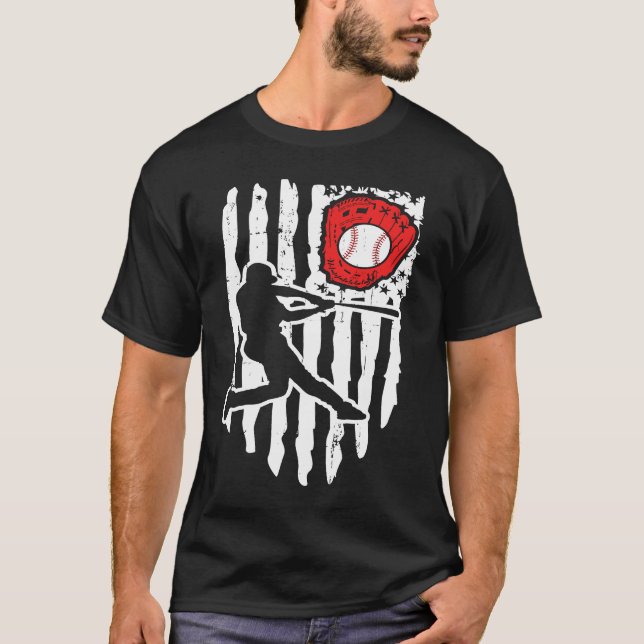 American Flag Baseball Player  1 T Shirt (Framsida)