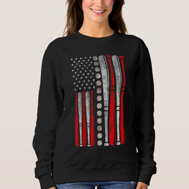 American Flag Baseball Red White Blue 4th Of July  T Shirt (Framsida)