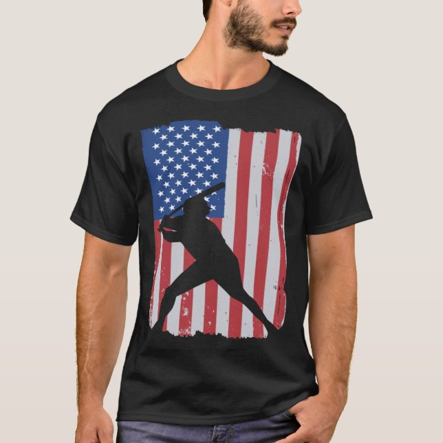 American Flag Baseball T Shirt (Framsida)