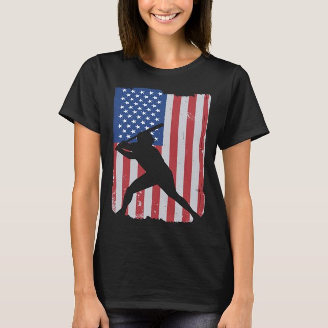 American Flag Baseball T Shirt (Framsida)