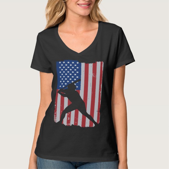American Flag Baseball T Shirt (Framsida)