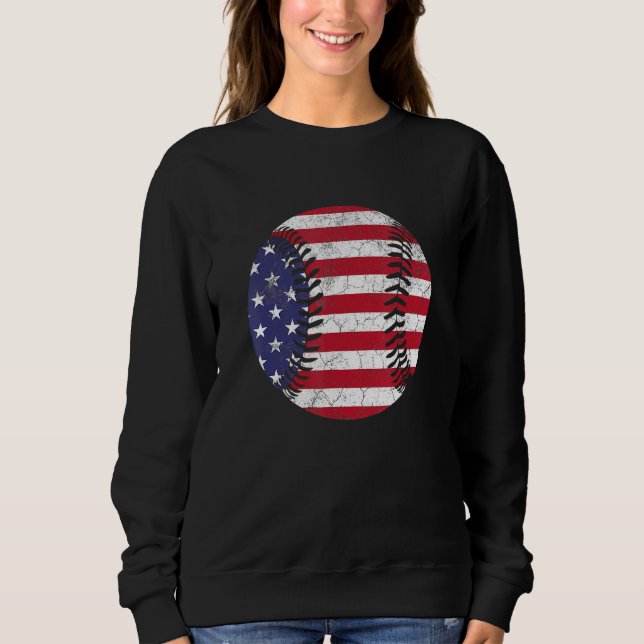 American Flag Baseball T Shirt July 4th USA Men Wo (Framsida)