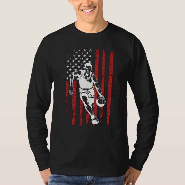 American Flag Basketball Team  for Men Boys T Shirt (Framsida)