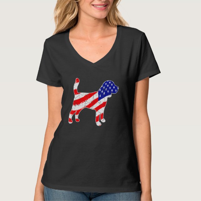 American Flag Beagle Patriotic Dog Dad Dog Mom T Shirt (Framsida)
