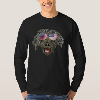 American Flag Bergamasco Sheepdog Dog America Pock T Shirt
