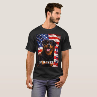 American Flag Best Dad Ever Rottweiler Dog T Shirt