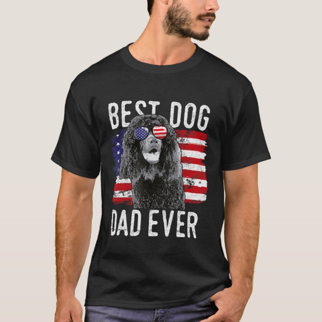 American Flag Best Dog Dad Ever Irish Water Spanie T Shirt (Framsida)