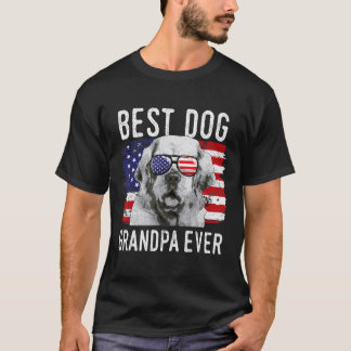 American Flag Best Dog Grandpa Ever Clumber Spanie T Shirt
