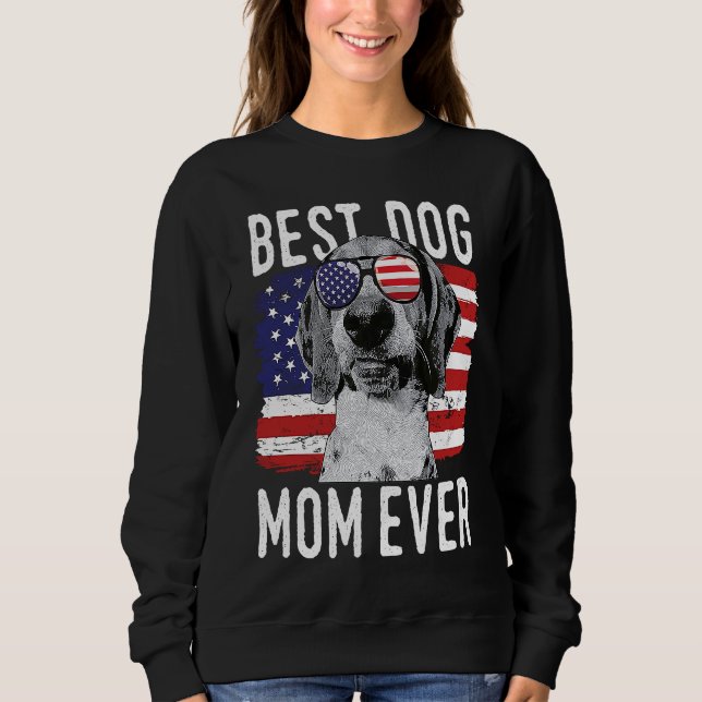 American Flag Best Dog Mom Ever Treeing Walker Coo T Shirt (Framsida)