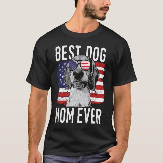 American Flag Best Dog Mom Ever Treeing Walker Coo T Shirt (Framsida)