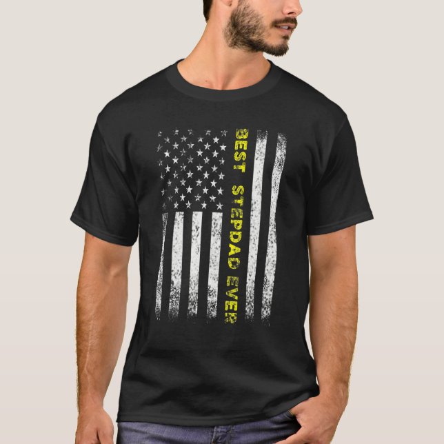 American Flag Best Stepdad Ever Fathers Day Step D T Shirt (Framsida)