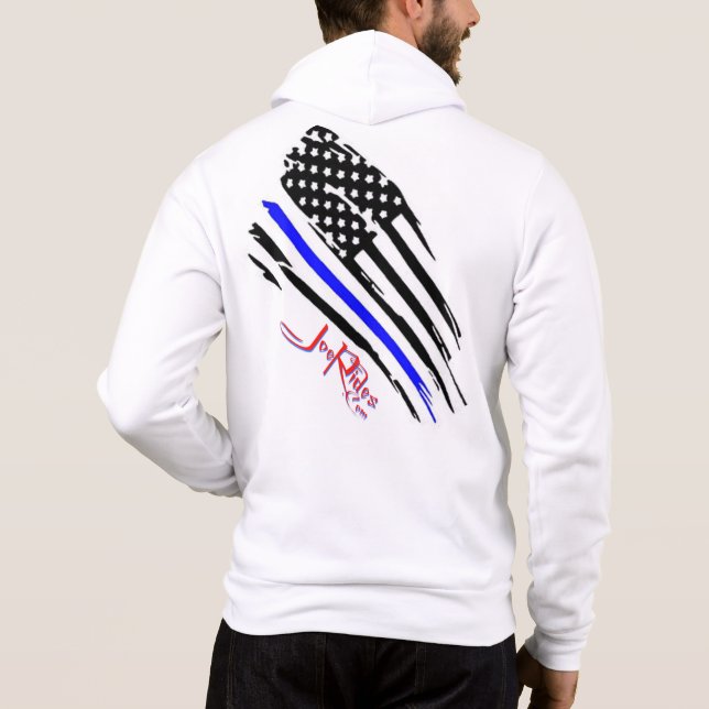 American Flag Blue Line Hoodie T Shirt (Baksida)