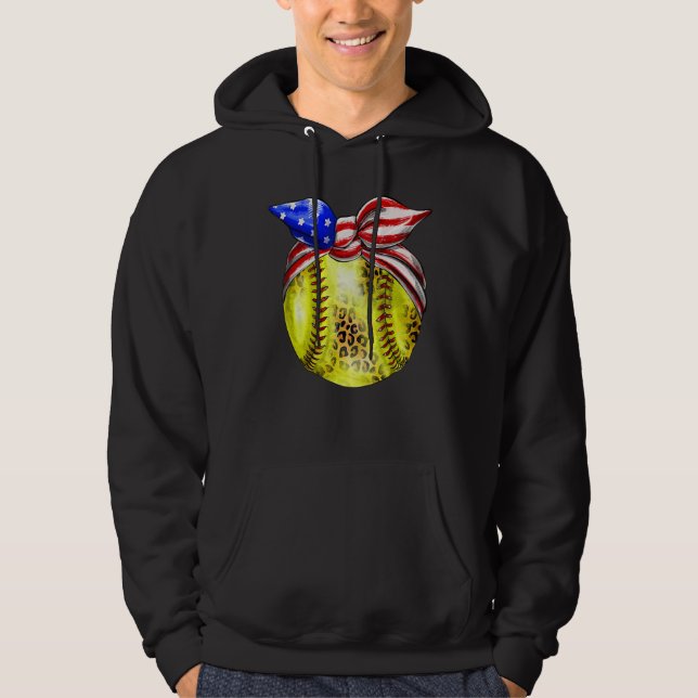 American Flag Bnadana Baseball Red White Blue 4th  Hoodie (Framsida)