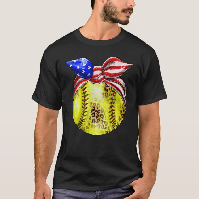 American Flag Bnadana Baseball Red White Blue 4th  T Shirt (Framsida)