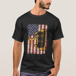 American Flag Bowhunting Bow Archery Usa Deer Hunt T Shirt