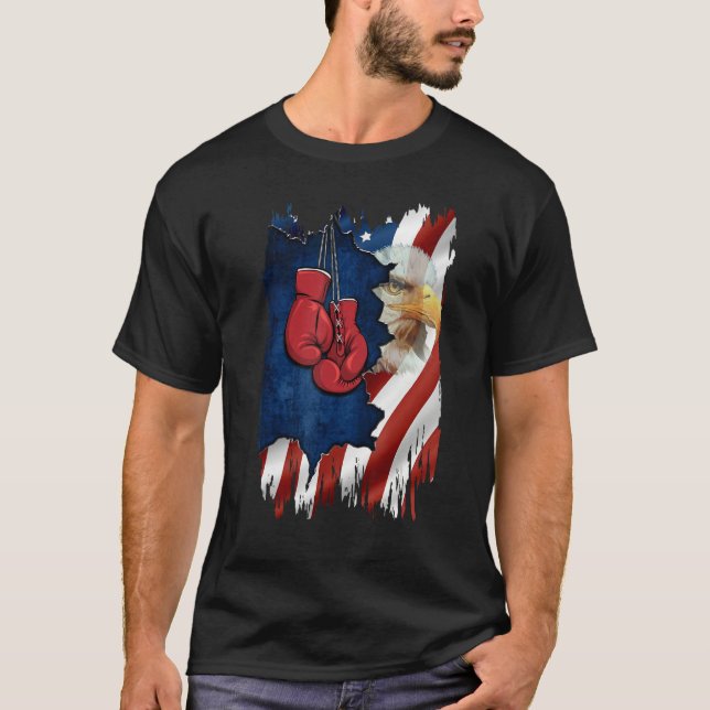 American Flag Boxer  Boxing  For Mens 4th July Day T Shirt (Framsida)