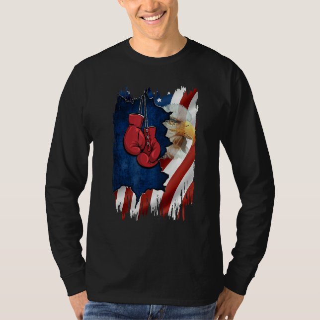 American Flag Boxer  Boxing  For Mens 4th July Day T Shirt (Framsida)