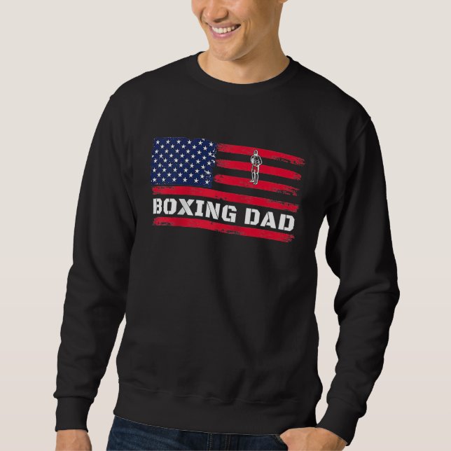 American Flag Boxing Dad Father's Day Raglan Baseb Lång Ärmad Tröja (Framsida)