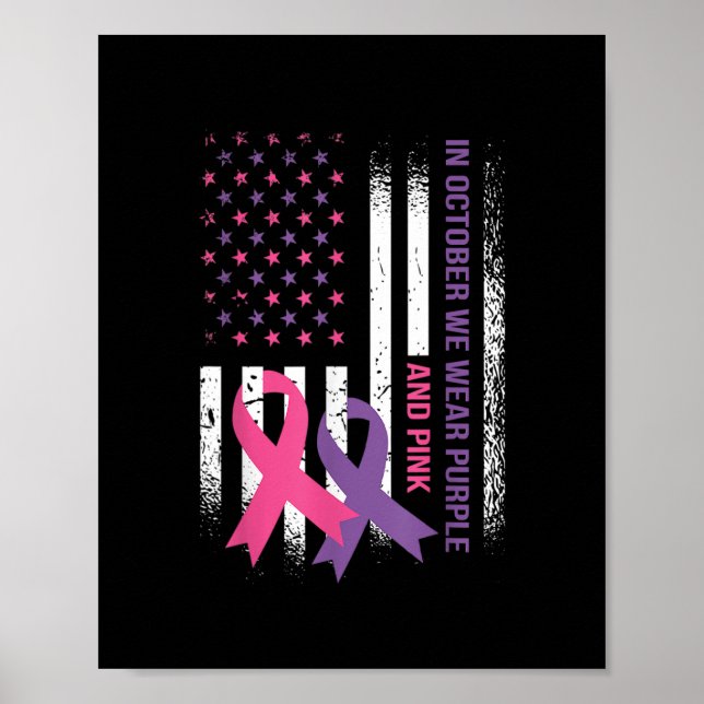 American Flag Breast Cancer and Domestic Violence Poster (Framsidan)