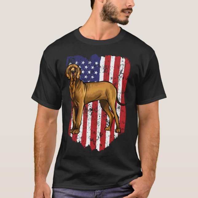 American Flag Brown Great Dane 4th Of July USA T Shirt (Framsida)