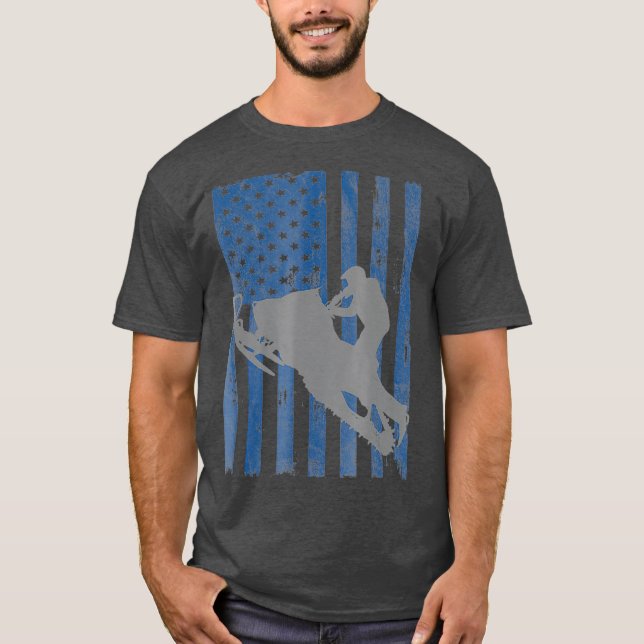 American Flag Cool Snowmobile T Shirt (Framsida)