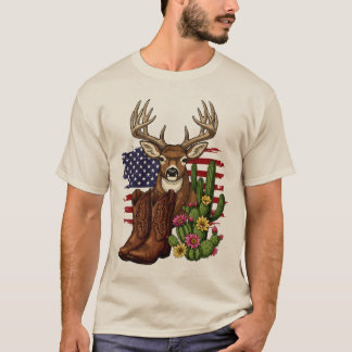 American Flag Cowboy Boots Hunter Gift T Shirt