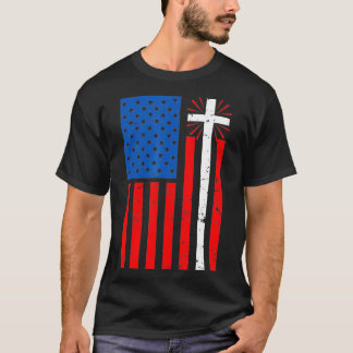 American Flag Cross Christian Christianity Jesus T Shirt