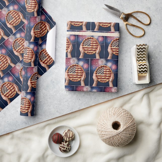 American Flag Crust on a Cherry Pie Presentpapper (Hantverk)