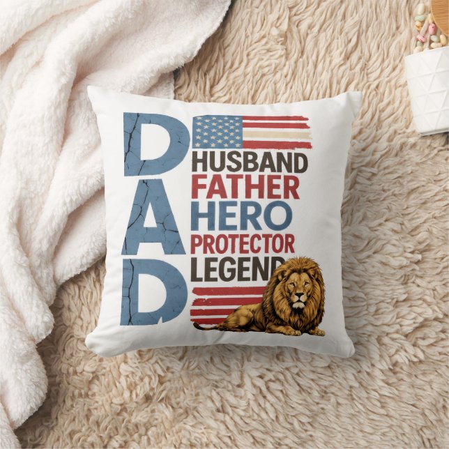 American flag Dad Lion Patriotic  Kudde (Filt)