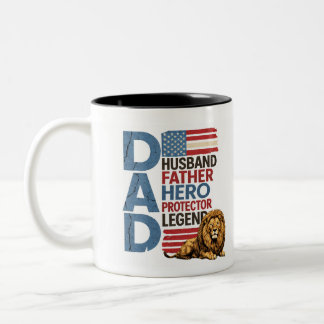 American flag Dad Lion Patriotic Mug Två-Tonad Mugg