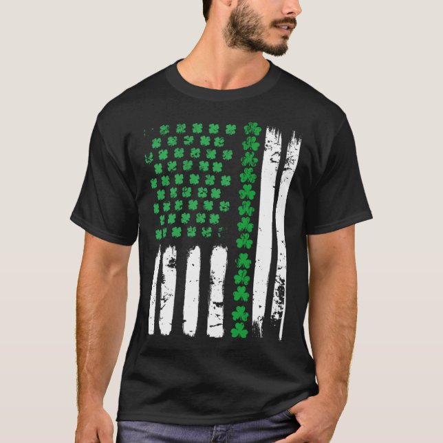 American Flag DayShamrock USA Flag St Patick s day T Shirt (Framsida)