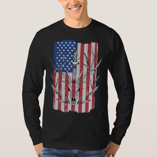 American Flag Deer Hunting T Shirt (Framsida)